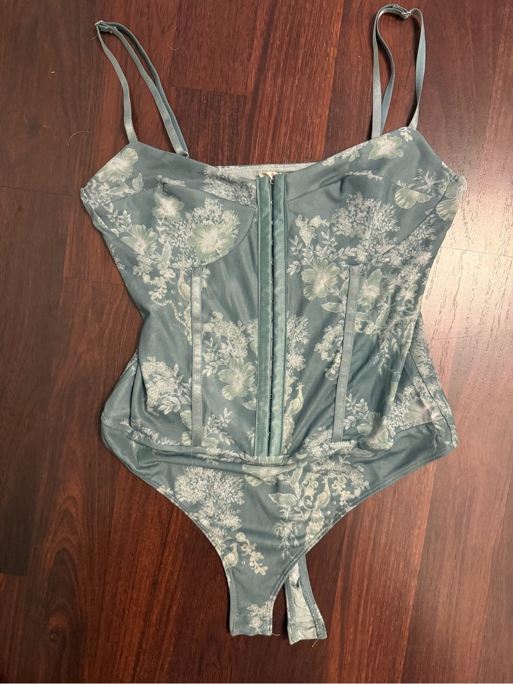 Free People sage green mesh bodysuit
